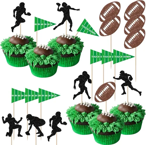 Miniatura 13 de Rsstarxi 1 paquete de decoración de pastel de fútbol americano de feliz cumpleaños, decoración de pastel de fútbol americano para amantes