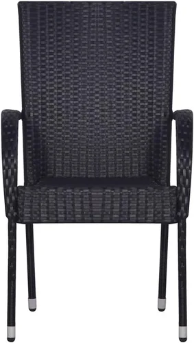 Miniatura 3 de 2 sillas de comedor de ratán para patio, sillas de patio apilables para exteriores, ratán de polietileno con reposabrazos y marco de acero, juego