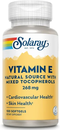 SOLARAY Vitamina E d-alfa tocoferol 268mg (400 UI) | Salud del corazón y la piel, apoyo de la actividad antioxidante | 100ct