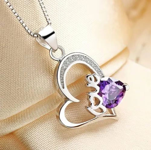 Miniatura 4 de NUIE - Collar con colgante de plata de ley 925 con forma de corazón y cristal rosa para el día de San Valentín cumpleaños regalo
