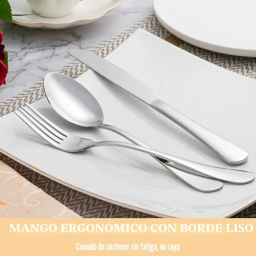 Miniatura 5 de Juego de cubiertos de 50 piezas para 10, juego de cubiertos de acero inoxidable de alta calidad, juego de cubiertos pulidos con espejo, juego