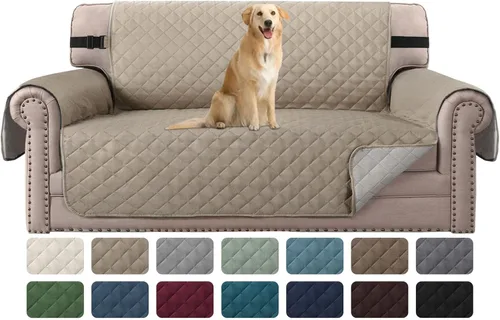 Miniatura 34 de H.VERSAILTEX Funda de sofá resistente al agua para sofá de 3 cojines, reversible, protector de muebles acolchado con correa elástica, funda de sofá