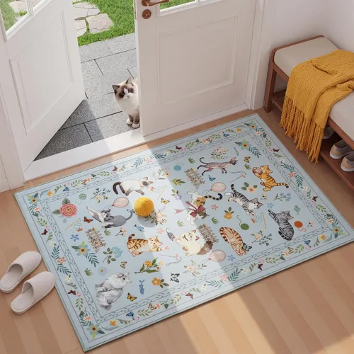 Miniatura 27 de Unirea Alfombra pequeña lavable beige de 2 x 3 para puerta de entrada interior, antideslizante, alfombra de entrada de animales suave para cocina