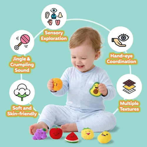 Miniatura 2 de Juguetes sensoriales para niños, paquete de 8 mini frutas de peluche suave para niñas o niños como decoraciones de fiesta, juguetes de simulación