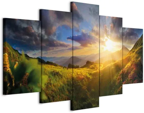 Miniatura 19 de artgeist Lienzo acústico para pared, diseño de montañas de la naturaleza, 80 x 40 pulgadas, 5 piezas con impresión de sonido de espuma acústica