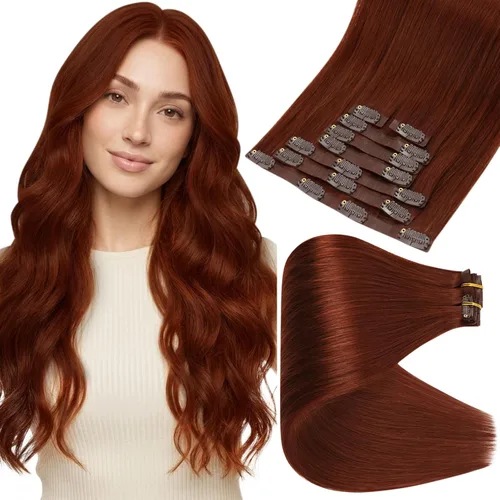 Miniatura 23 de Full Shine Extensiones de cabello humano con pinzas, cabello humano Remy invisible para mujer, color rubio platino, 20 pulgadas, 8 unidades, 4.23 oz