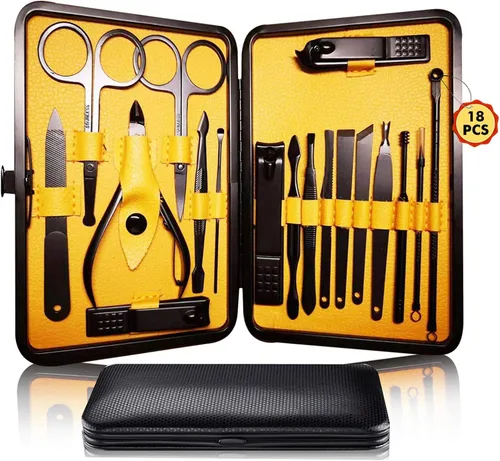 Miniatura 9 de Kit de manicura y pedicura 18 en 1, cortador de uñas de acero inoxidable de alta precisión, tijeras afiladas para hombres y mujeres, tijeras Azul_18
