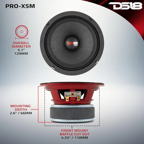 Miniatura 6 de Altavoz DS18 PRO de rango medio, cúpula en compresión de aluminio roja, altavoces de puerta de audio de alta calidad para auto o camión sistema