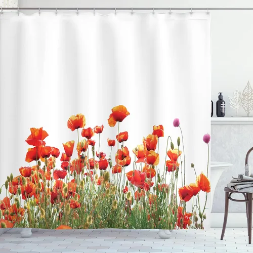 Miniatura 72 de set de cortina para baño decorativa de tela de poliéster con ganchos