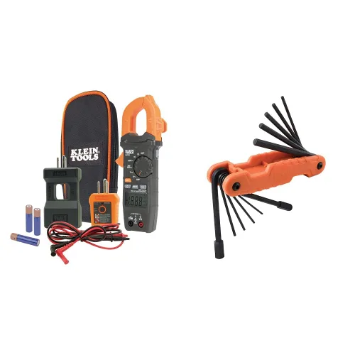 Miniatura 9 de Klein Tools CL120KIT - Kit de medidor de abrazadera digital de rango automático y probador de salida GFCI RT250 con pantalla LCD, probador