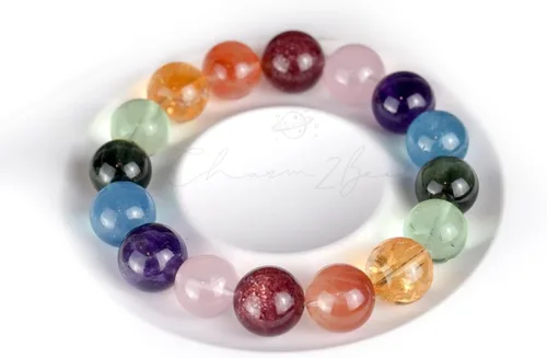 Miniatura 93 de Precious Gemstone Natural Crystal Healing Bracelet, Rutilated Quartz, Moonstone, Quartz Handmade Original Design Bracelet