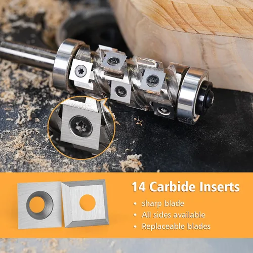 Miniatura 4 de SpeTool Broca de enrutador resistente con mango de 1/2, 14 piezas de insertos de carburo reemplazables, plantilla de patrón de rodamientos superior