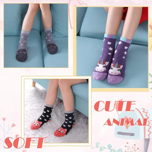 Miniatura 3 de 6 pares de calcetines de lana cálidos para niños y niñas para senderismo