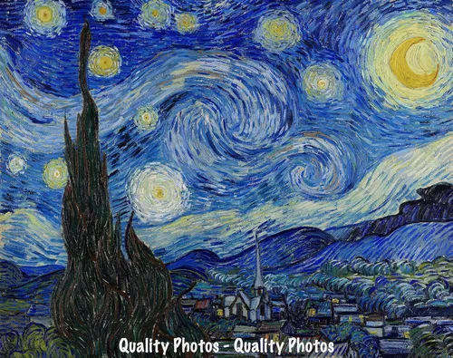 Goods Galore Noche estrellada 8.5x11 Impresión fotográfica clásica Vincent Van Gogh 1889 Pintura Impresionista