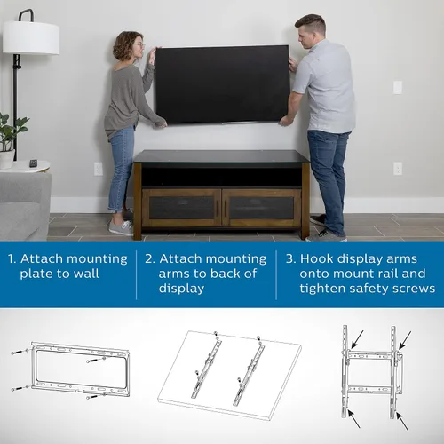 Miniatura 6 de Philips Soporte de pared para monitor de TV fijo para la mayoría de televisores y monitores de pantalla plana curvada LED LCD OLED de 37 a 90
