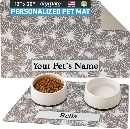 Miniatura 10 de Drymate Mantel individual personalizado para tazón de mascotas, tapete personalizado de alimentación de alimentos para perros y gatos, tela Lino