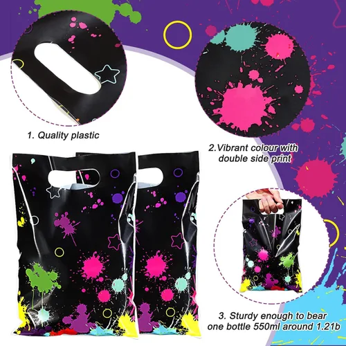 Miniatura 2 de Pajean 50 bolsas de caramelos de neón que brillan en la oscuridad, suministros de fiesta, bolsas de plástico coloridas, decoración de envoltura