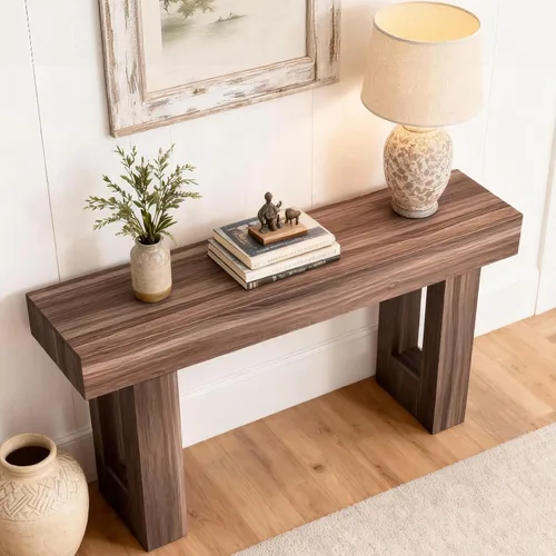 Miniatura 2 de VEVOR Mesa de consola, mesa de entrada de 63 pulgadas, mesa rectangular de madera, mesa de sofá estrecha detrás del sofá, mesas de consola