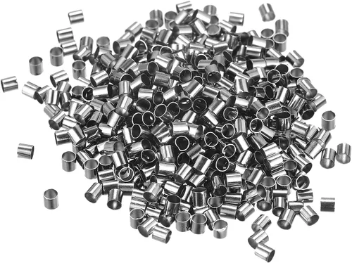 Miniatura 16 de uxcell 500 cuentas de tubo de engarzado, tubo de latón de 0.069 x 0.069 pulgadas, cuentas espaciadoras de extremo de engarzado, pequeños topes
