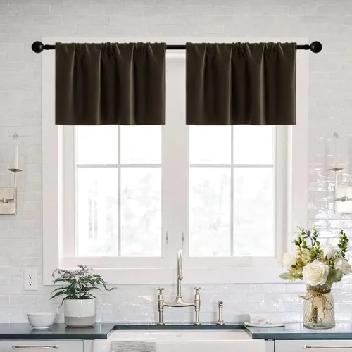 Miniatura 36 de XTMYI Cortinas de tela impermeable de 30 pulgadas para ventana de baño, cocina, mini ducha, pequeños paneles de cortina opacas cortos, juego de 2