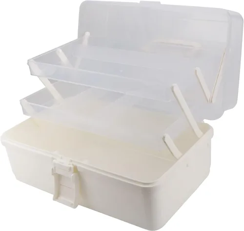 Avlcoaky Caja de aparejos grande de 3 capas Caja de almacenamiento portátil de plástico Organizador de caja de aparejos de pesca Caja de aparejos de