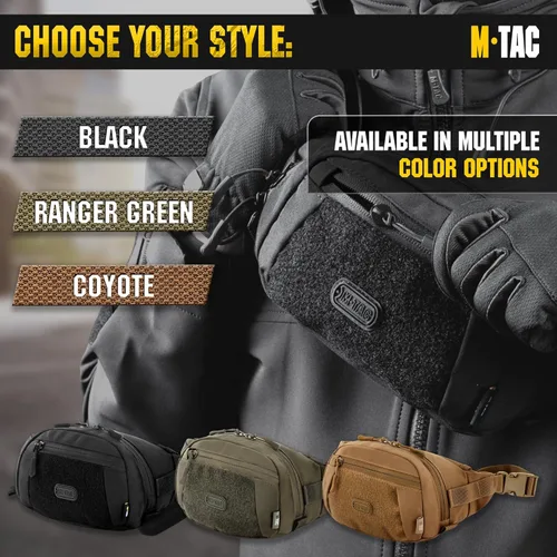 Miniatura 7 de M-Tac Riñonera para hombre - Riñonera pequeña compañera - Cinturón de estilo táctico EDC (negro)