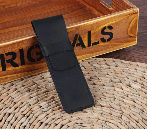 Miniatura 3 de Daimay Funda de cuero para bolígrafos Funda protectora de pluma de cuero para pluma de cuero de caballo loco Funda protectora - Negro