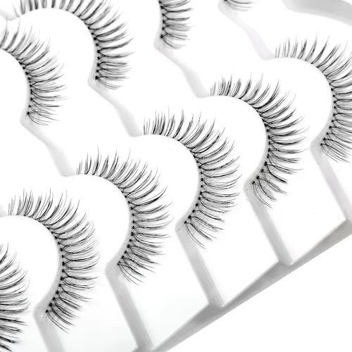 Miniatura 179 de Pooplunch - Pestañas postizas finas de visón sintético, estilo ojo de gato, naturales, cruzadas, tipo racimo, efecto 8D de volumen, tiras