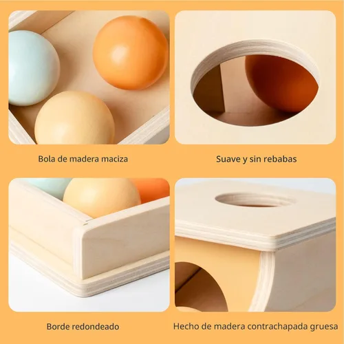 Miniatura 3 de Busy Edition Juguetes Montessori para bebés de 6 a 12 meses Caja de permanencia de objetos Caja de bolas de madera caídas Juguetes de juego