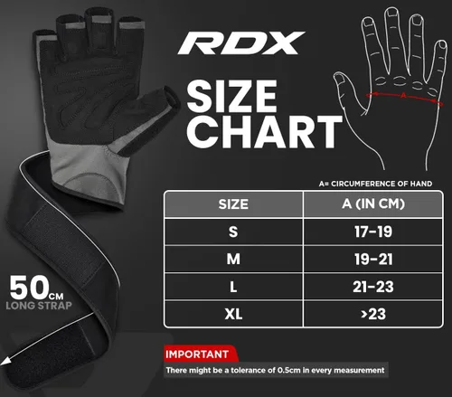 Miniatura 6 de Guantes de levantamiento de peso RDX con soporte para muñeca, correas de muñeca de 50 CM de largo, palma acolchada antideslizante, agarre Gris