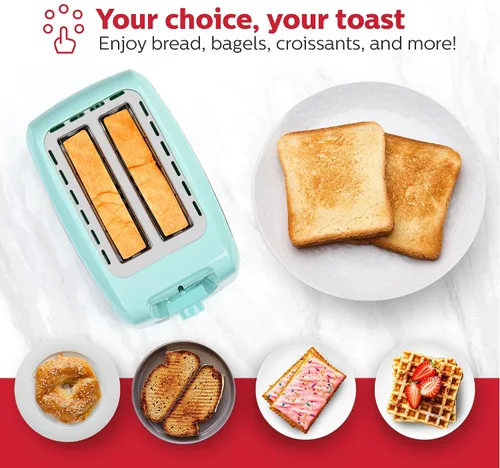Miniatura 8 de Holstein Housewares Tostadora de 2 rebanadas con 7 ajustes de tostado, ranuras extra anchas, recalentamiento, descongelación, cancelación