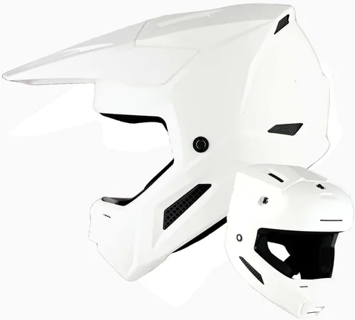 Miniatura 25 de 1Storm Casco de motocross juvenil ATV BMX Dirt Bike Go Kart Skate para niños, multideportes, adolescente, blanco brillante + gafas + guantes Paquete