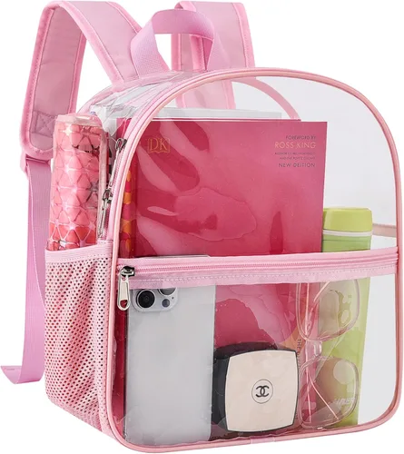 Miniatura 9 de Mochila Transparente Oraben para Eventos de Estadio Mochila Transparente para Estadio 12x6x12, Rosa, Pequeño