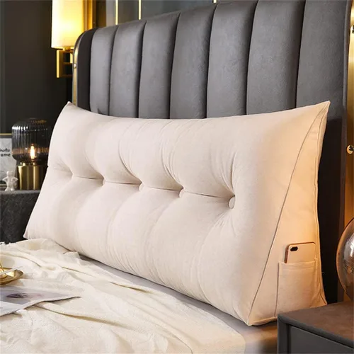 Miniatura 10 de Almohada triangular grande de cuña de lectura, cojín para cabecero de cama, cojín para cabecero, cojín para cama individual, matrimonial, Queen, Gris