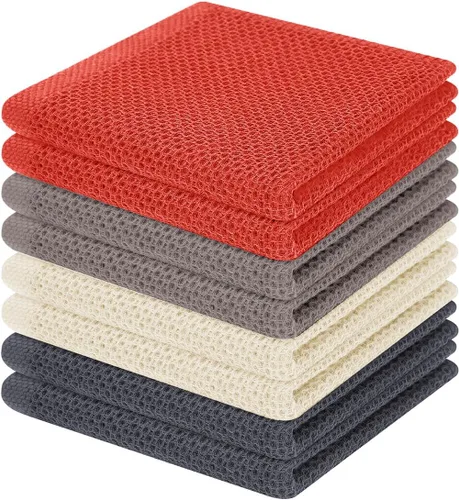 Miniatura 147 de Homaxy Paños de cocina de 100% algodón con tejido de gofre, ultra suaves, absorbentes, de secado rápido, 12 x 12 pulgadas, paquete de 6, amarillo