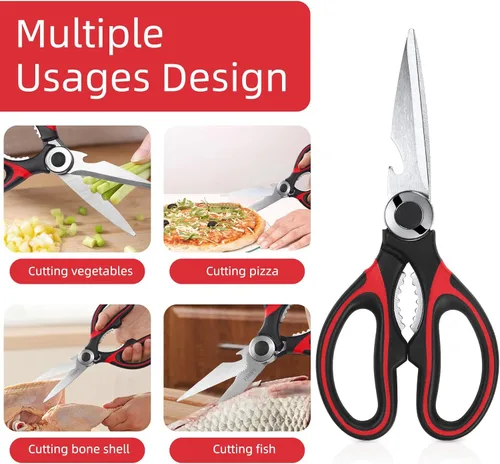 Miniatura 5 de Tijeras de cocina para uso general, 2 unidades, tijeras de cocina resistentes para carne, tijeras de cocina aptas para lavavajillas, tijeras