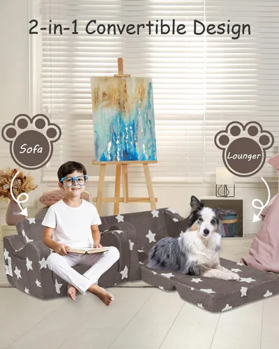Miniatura 4 de KokoSelene Sofá para Niños Pequeños, Sofá para Niños Pequeños Plegable, Sofá Convertible 2 en 1 para Niños a Cama Tumbona para Niñas y Niños, Ideal