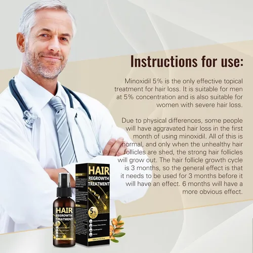 Miniatura 7 de 5% Minoxidil para Hombres y Mujeres, Spray de Rebrotes Capilares de Fórmula Avanzada y Solución Tópica para Cabello y Barba Ralos, Resultados