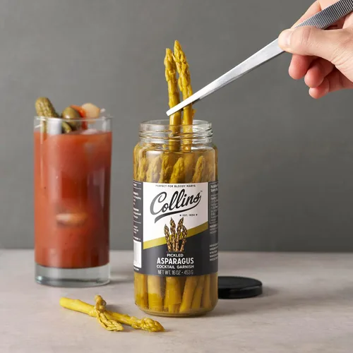 Miniatura 5 de Collins Espárragos gourmet en escabeche Guarnición premium para cócteles, Bloody Mary, ensaladas, bandejas de carne y queso Lanzas de espárragos