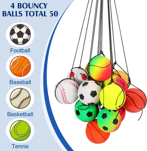 Miniatura 2 de Skylety Wrist Return Ball 1.85'' Rubber Sport Ball with Strap and String Rebound Bouncy Balls Basketball Baseball Soccer Tennis Wristband Toy for