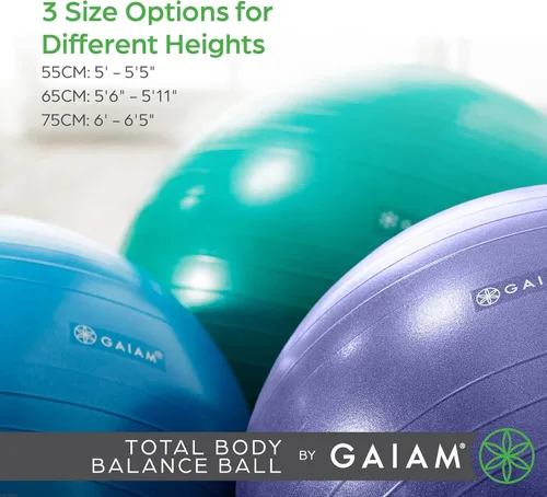 Miniatura 2 de Gaiam Pelota de equilibrio para todo el cuerpo de yoga, antiestallido con bomba de aire para silla de casa, oficina y fitness - Varios tamaños
