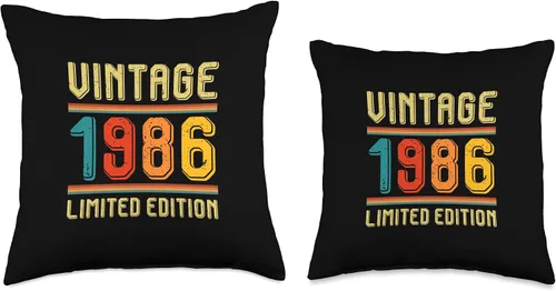 Miniatura 3 de 40 Year Old For Men Women Retro Vintage 1986 Limited Edition Throw Pillow
