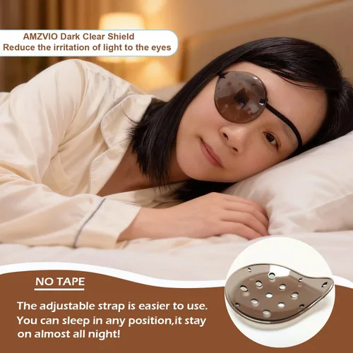 Miniatura 3 de AMZVIO 2 protectores de ojos para después de la cirugía de cataratas, parche de plástico transparente oscuro con correa para dormir de adultos