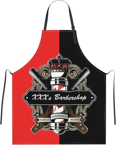 Miniatura 27 de Delantal de barbería personalizado para hombres y mujeres, delantal de texto personalizado con bolsillos, delantal ajustable personalizado