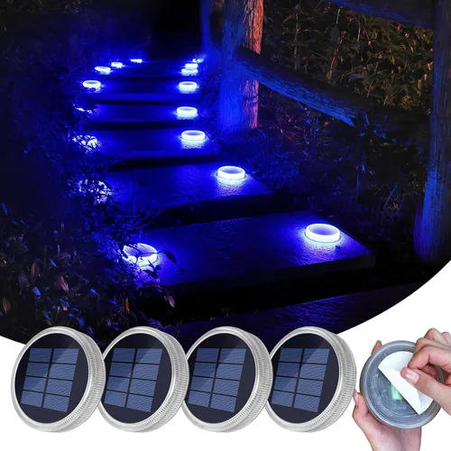 YiLaie Luces Solares Azules para Muelle al Aire Libre Impermeables, Luces de Advertencia para Entrada Solares para Embarcaciones (Paquete de 4)