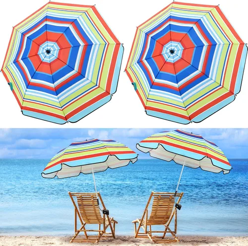 Miniatura 19 de Buryeah Paraguas automático para silla con abrazadera universal de 44 pulgadas, UPF 50+, abrazadera portátil en silla de playa, sombrilla ajustable