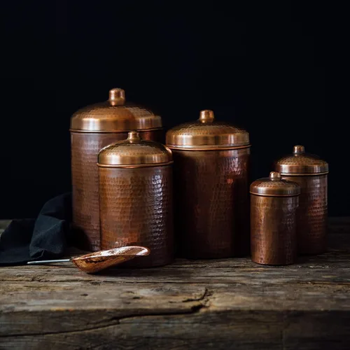 Miniatura 3 de Sertodo Copper Recipiente de compost de cocina Calibre pesado, martillado a mano, 100% cobre puro, elegante y sostenible