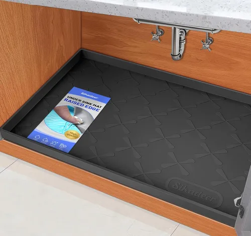 Miniatura 8 de SIKADEER Tapete impermeable de 19 x 19 pulgadas para debajo del fregadero, tapete de silicona para estante de cajones de cocina y revestimiento