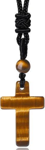 Miniatura 19 de XIANNVXI Collar puntiagudo con piedra de cristal curativo, cuerda negra ajustable, collar con colgante de piedras preciosas naturales, joyería