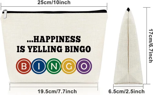 Miniatura 4 de Sazuwu Bingo Regalos Bolsa de Maquillaje Bingo Amantes Regalos Cosméticos Bolsa de Cumpleaños Regalos de Navidad Bolsa de viaje, Beige, 40 W/32 L